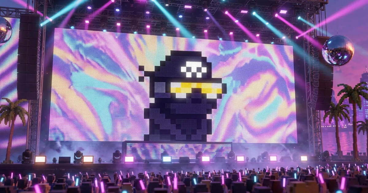Pixel dogs raising their paws with glowing checkmarks above them